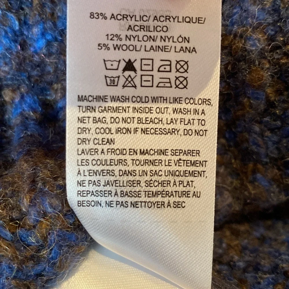 Lucky Brand Crew Neck Space Dye L/S Sweater Blue Tan Stripe Size XL